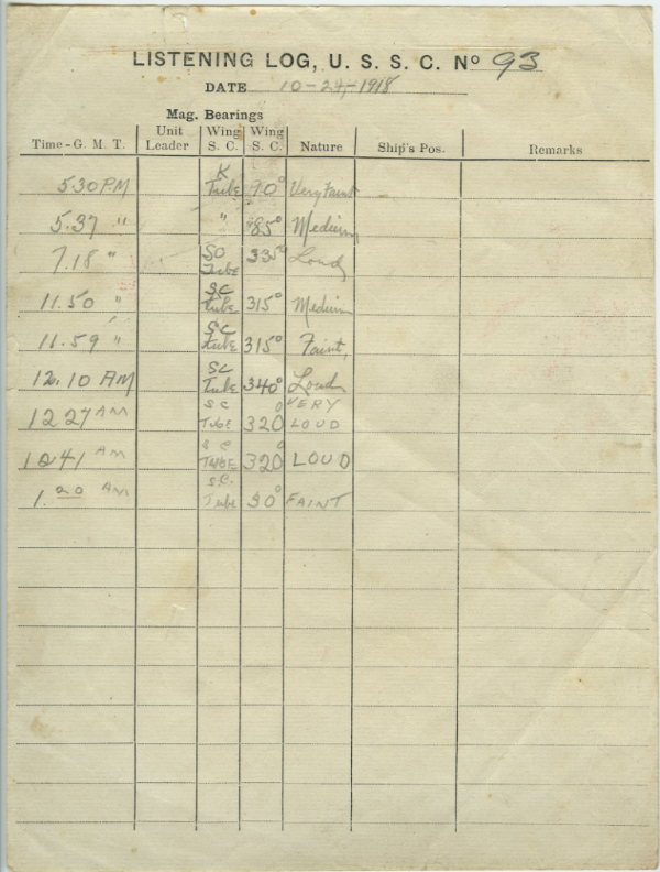 Listening Log, SC 93. G.S. Dole Collection