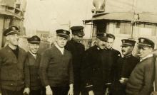 Harry Betzig, CO of SC 181, far left.
