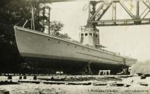 Subchaser under construction at Rocky River Dry Dock. T. Woofenden Collection.