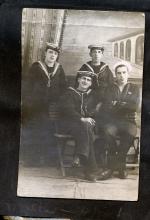 Studio Photo, SC 179 crewman Charles I. Brier and British sailors | Collection of Joe Brier