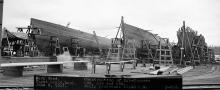Subchasers SC 288, SC 289 and SC 290 under construction at Puget Sound, WA.